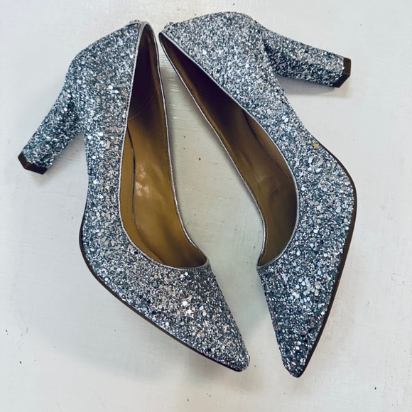 Michael Kors Glitter Silver Heels Size 8M New - Picture 2 of 12